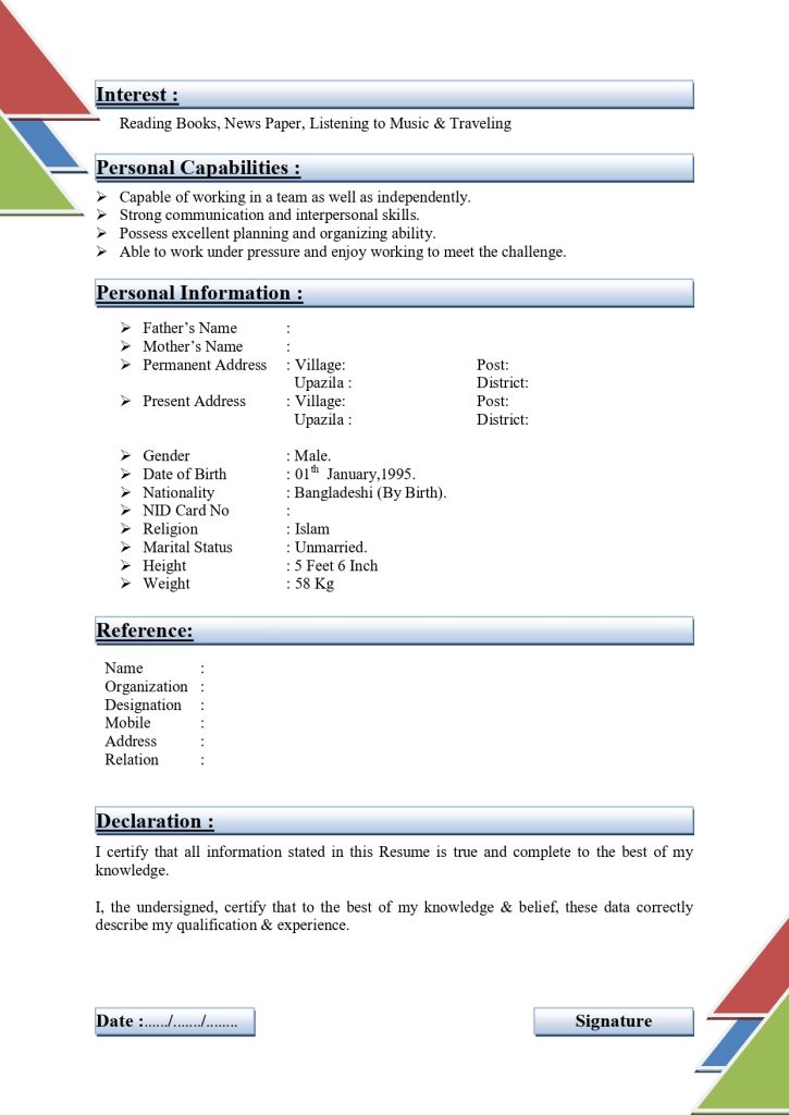2 page cv